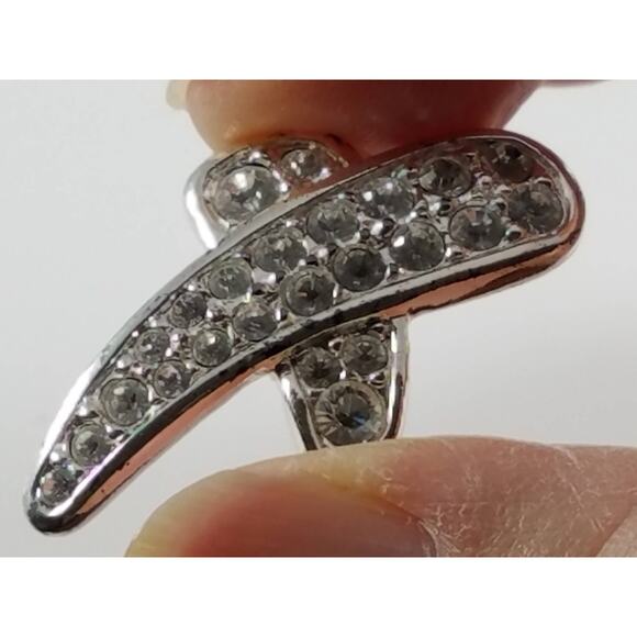 Swarovski X Brooch, Modernist Pin, Swan Logo, Rhinestone 1980s Brooch Vintage - Picture 7 of 10